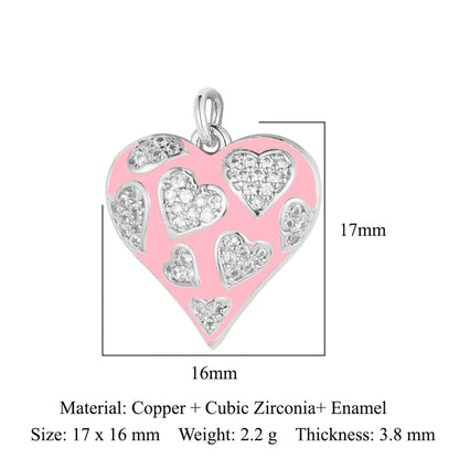 1 Piece Copper Zircon 18K Gold Plated Cartoon Character Heart Shape Flower Polished Pendant