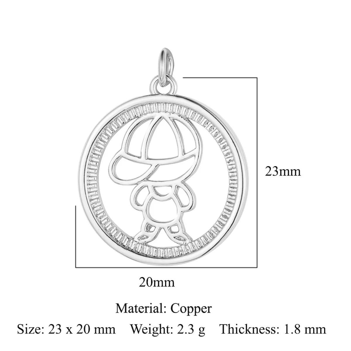 1 Piece Copper Zircon 18K Gold Plated Cartoon Character Heart Shape Flower Polished Pendant