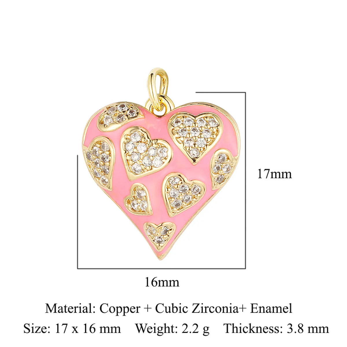 1 Piece Copper Zircon 18K Gold Plated Cartoon Character Heart Shape Flower Polished Pendant