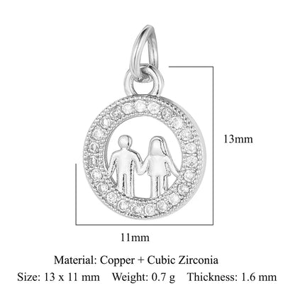 1 Piece Copper Zircon 18K Gold Plated Cartoon Character Heart Shape Flower Polished Pendant