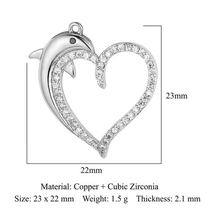 1 Piece Copper Zircon 18K Gold Plated Cartoon Character Heart Shape Flower Polished Pendant