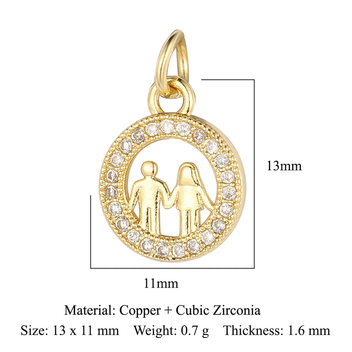 1 Piece Copper Zircon 18K Gold Plated Cartoon Character Heart Shape Flower Polished Pendant