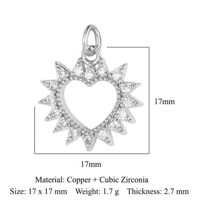 1 Piece Copper Zircon 18K Gold Plated Cartoon Character Heart Shape Flower Polished Pendant