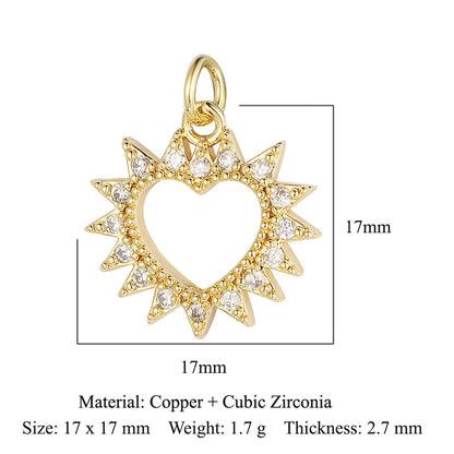 1 Piece Copper Zircon 18K Gold Plated Cartoon Character Heart Shape Flower Polished Pendant