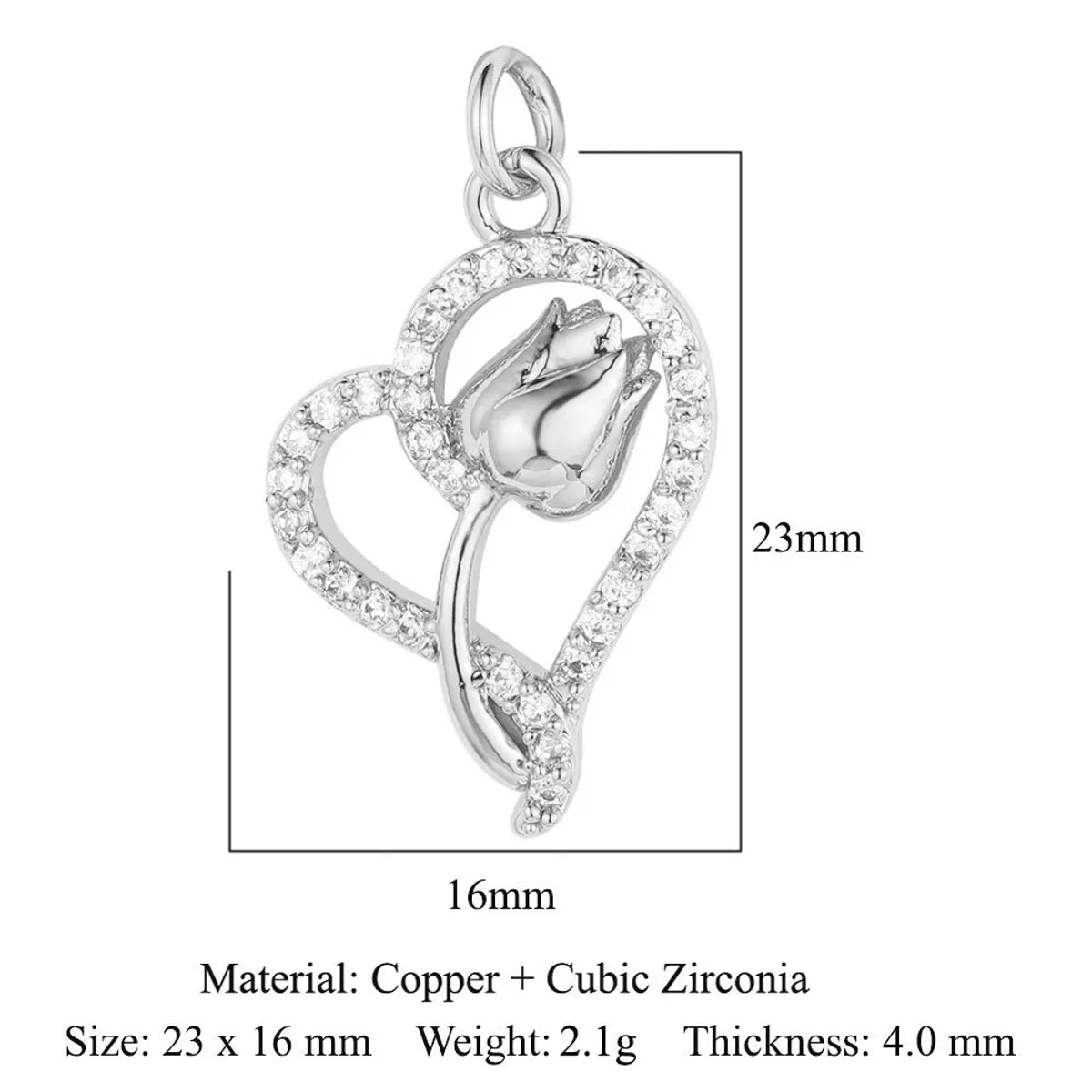 1 Piece Copper Zircon 18K Gold Plated Cartoon Character Heart Shape Flower Polished Pendant