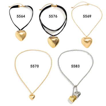 Vintage Style Heart Shape Plastic Flocking Wholesale Pendant Necklace