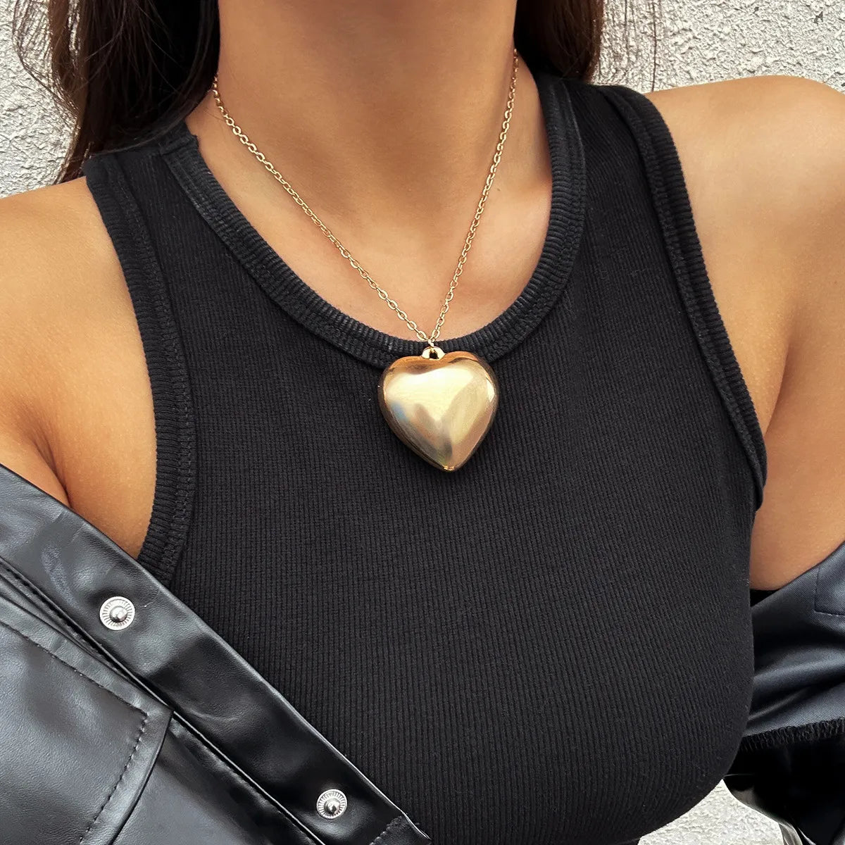 Vintage Style Heart Shape Plastic Flocking Wholesale Pendant Necklace