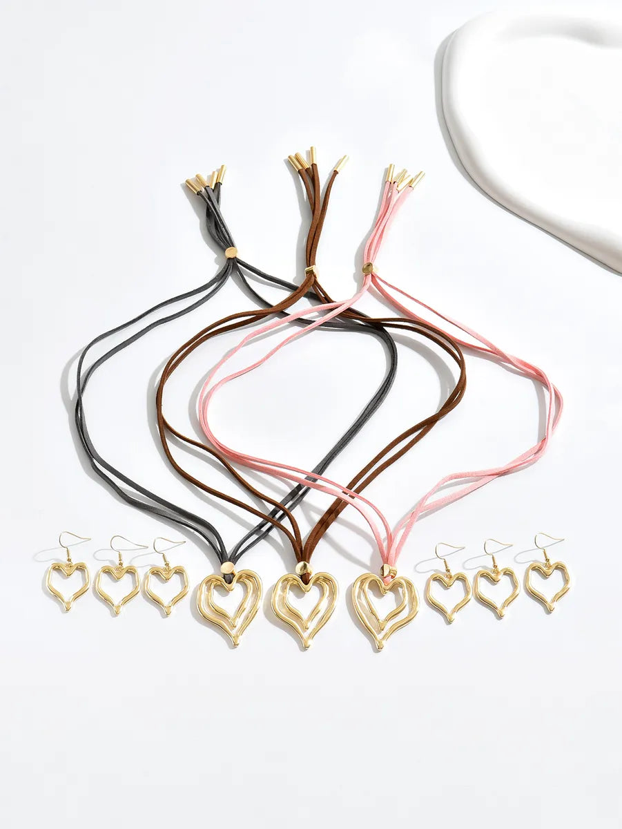 Vintage Style Heart Shape Pu Leather Alloy Women's Jewelry Set