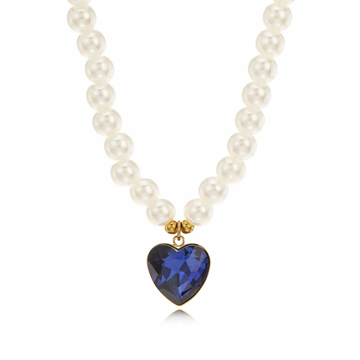 Vintage Style Heart Shape Stainless Steel Arylic Artificial Pearl Beaded Women's Pendant Necklace 1 Piece