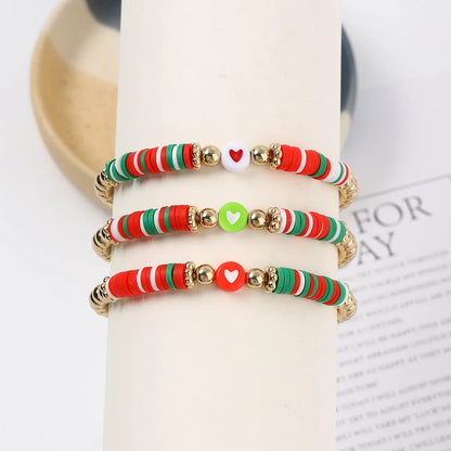 Vintage Style Heart Shape Stainless Steel Beaded Plating Bracelets