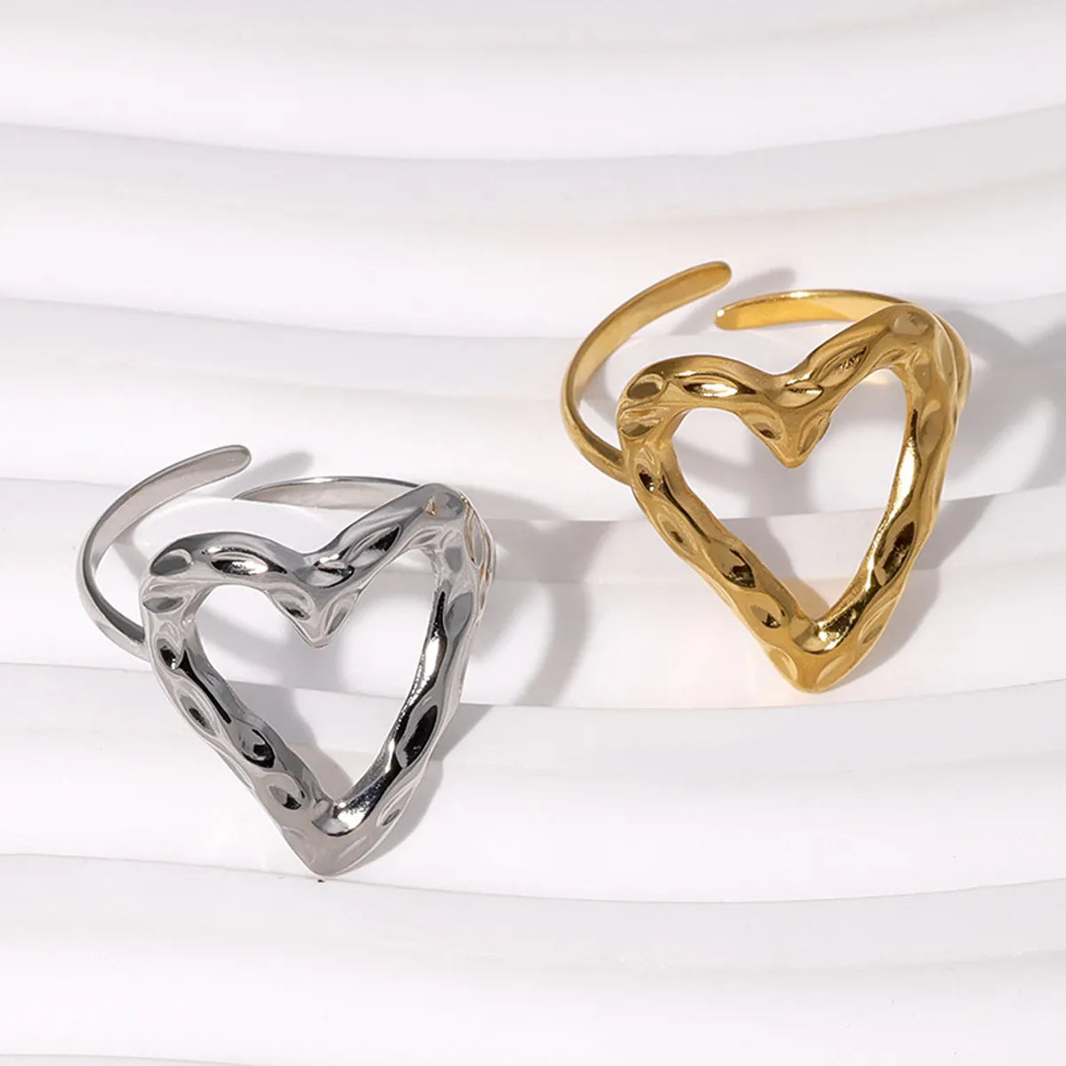 Vintage Style Heart Shape Stainless Steel Plating Open Rings