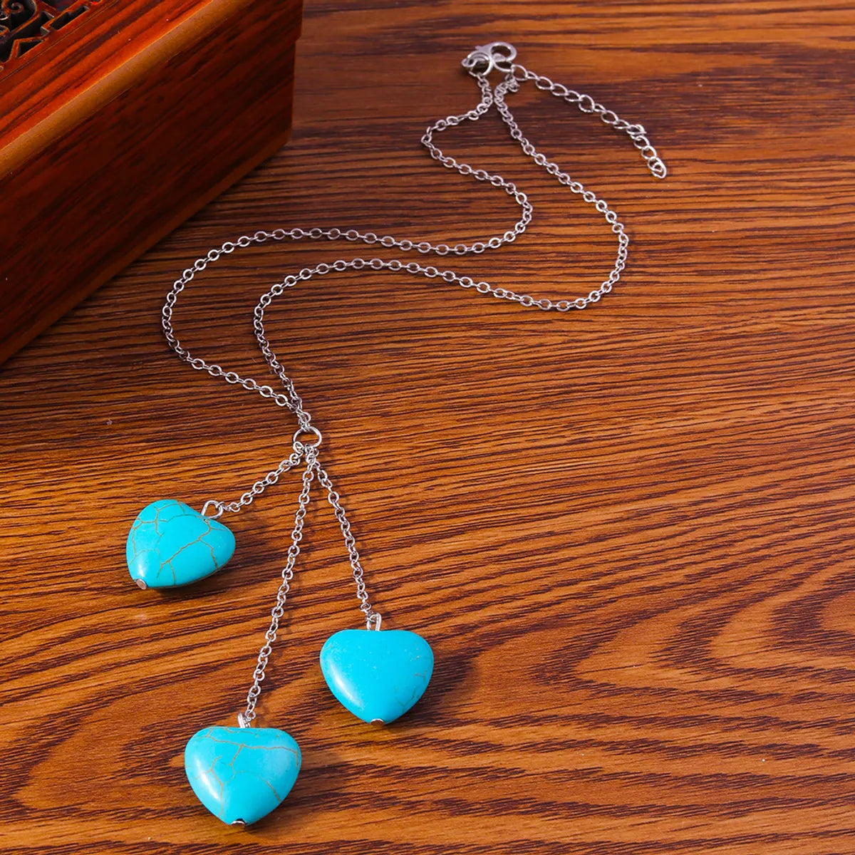 Vintage Style Heart Shape Turquoise Zinc Alloy Women'S Necklace