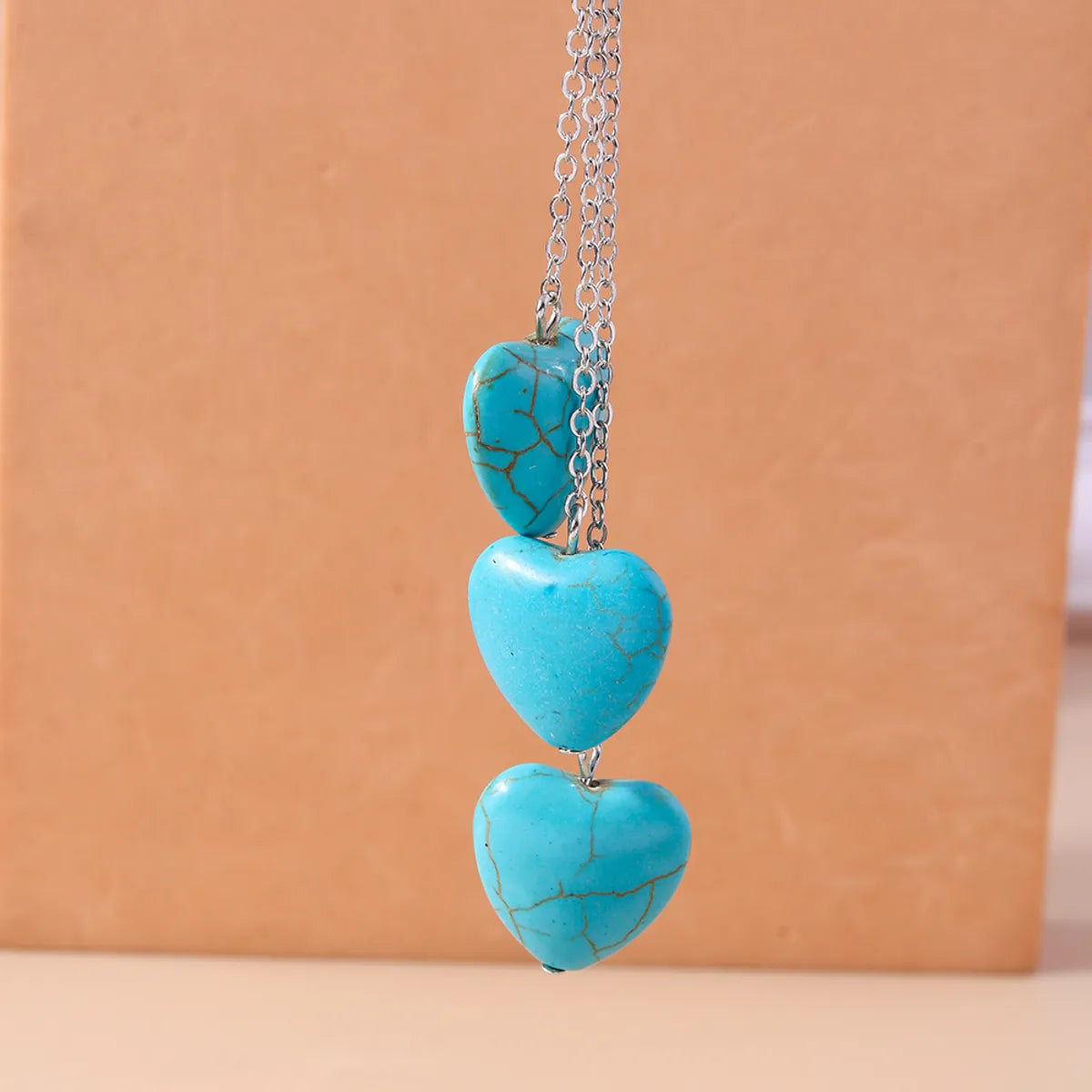 Vintage Style Heart Shape Turquoise Zinc Alloy Women'S Necklace