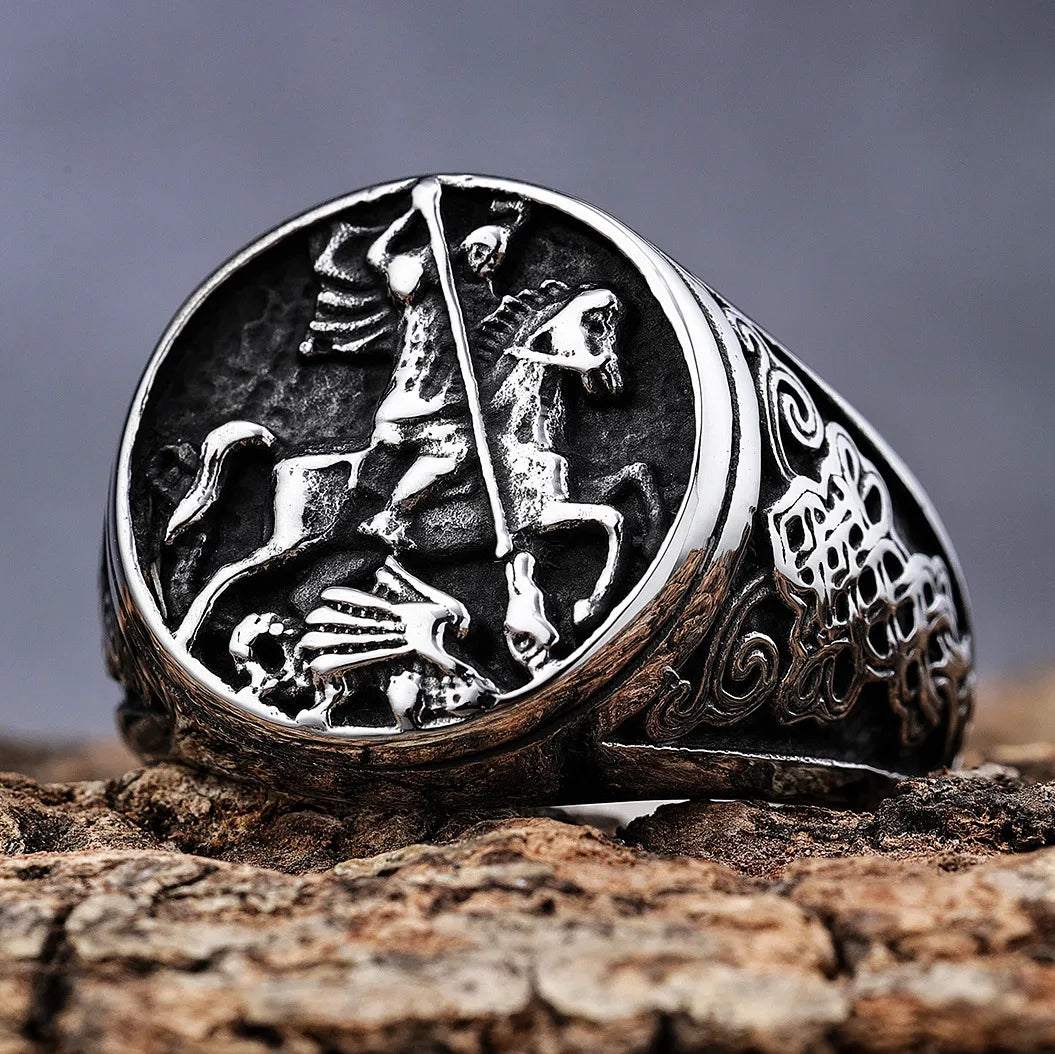 Vintage Style Knight 304 Stainless Steel Men'S Rings