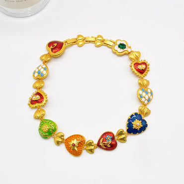 Vintage Style Leaves Heart Shape Flower Alloy Plating Women's Necklace