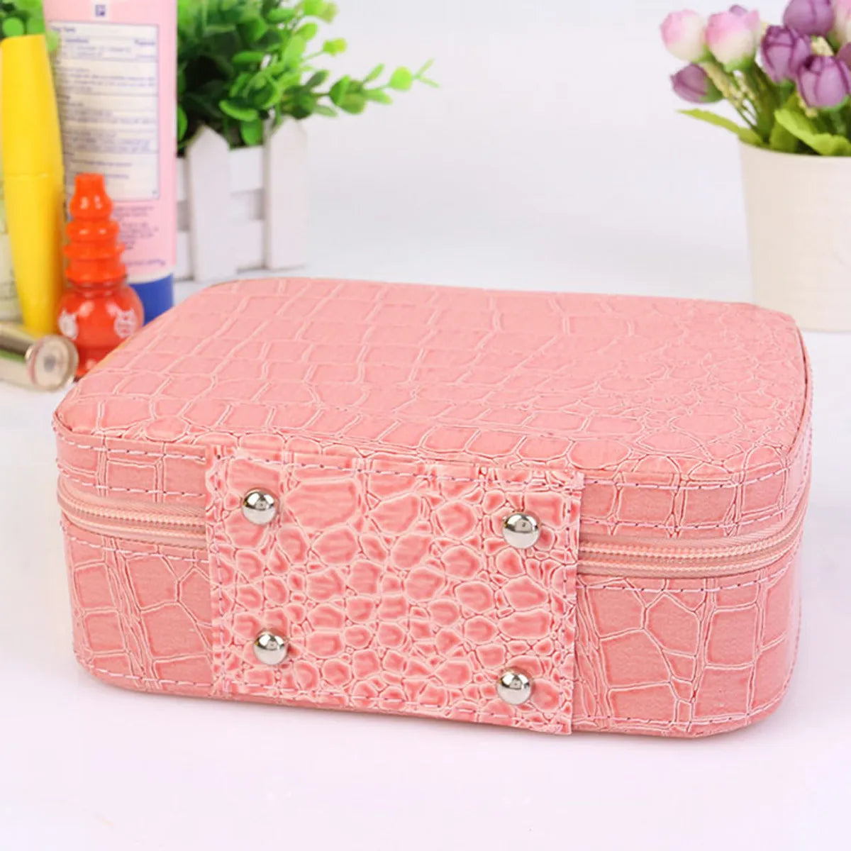 Vintage Style Leopard Pu Leather Square Makeup Bags