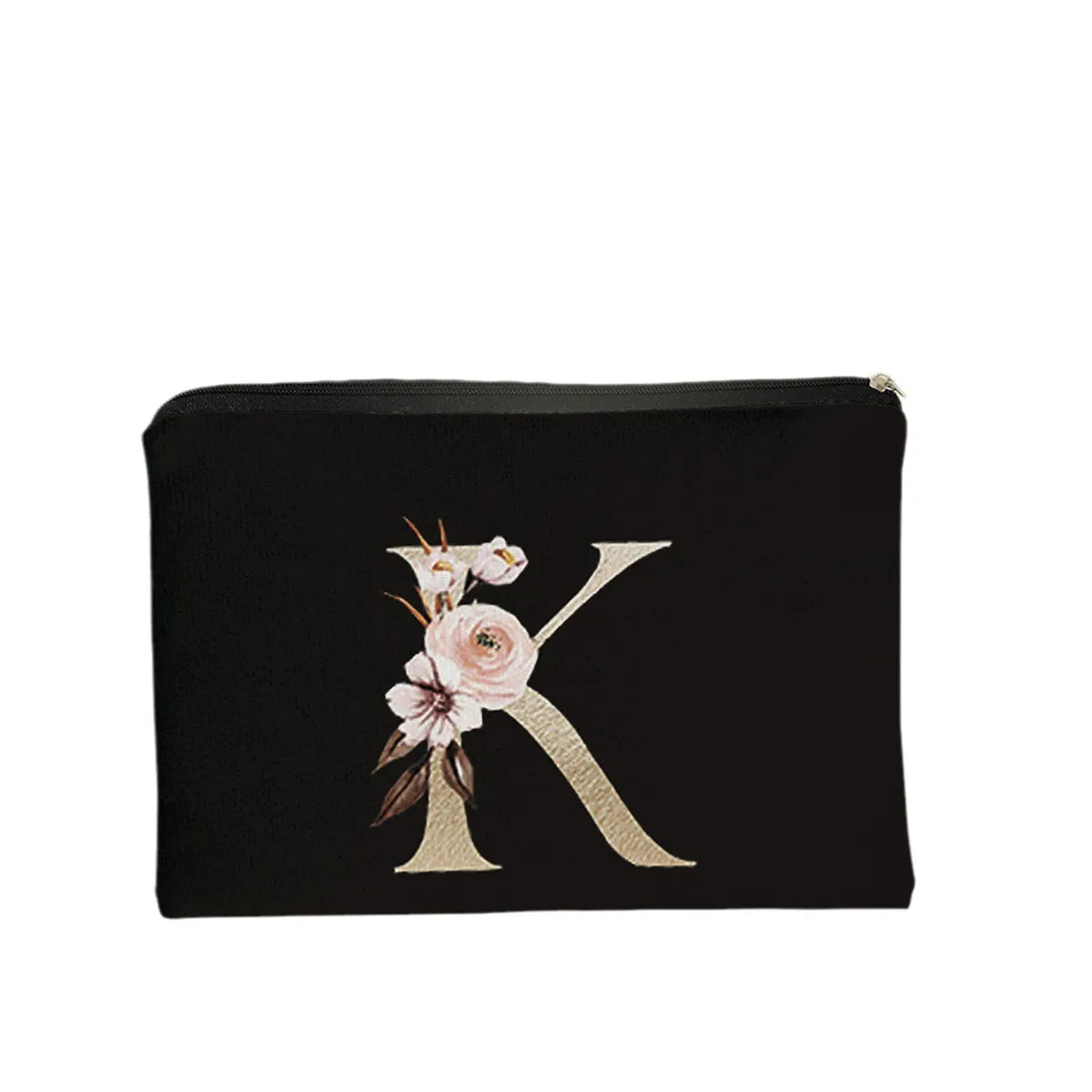 Vintage Style Letter Flower Polyester Square Makeup Bags