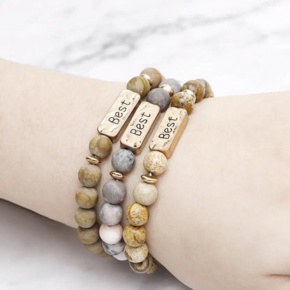 Vintage Style Letter Natural Stone Bracelets Beaded 1 Piece