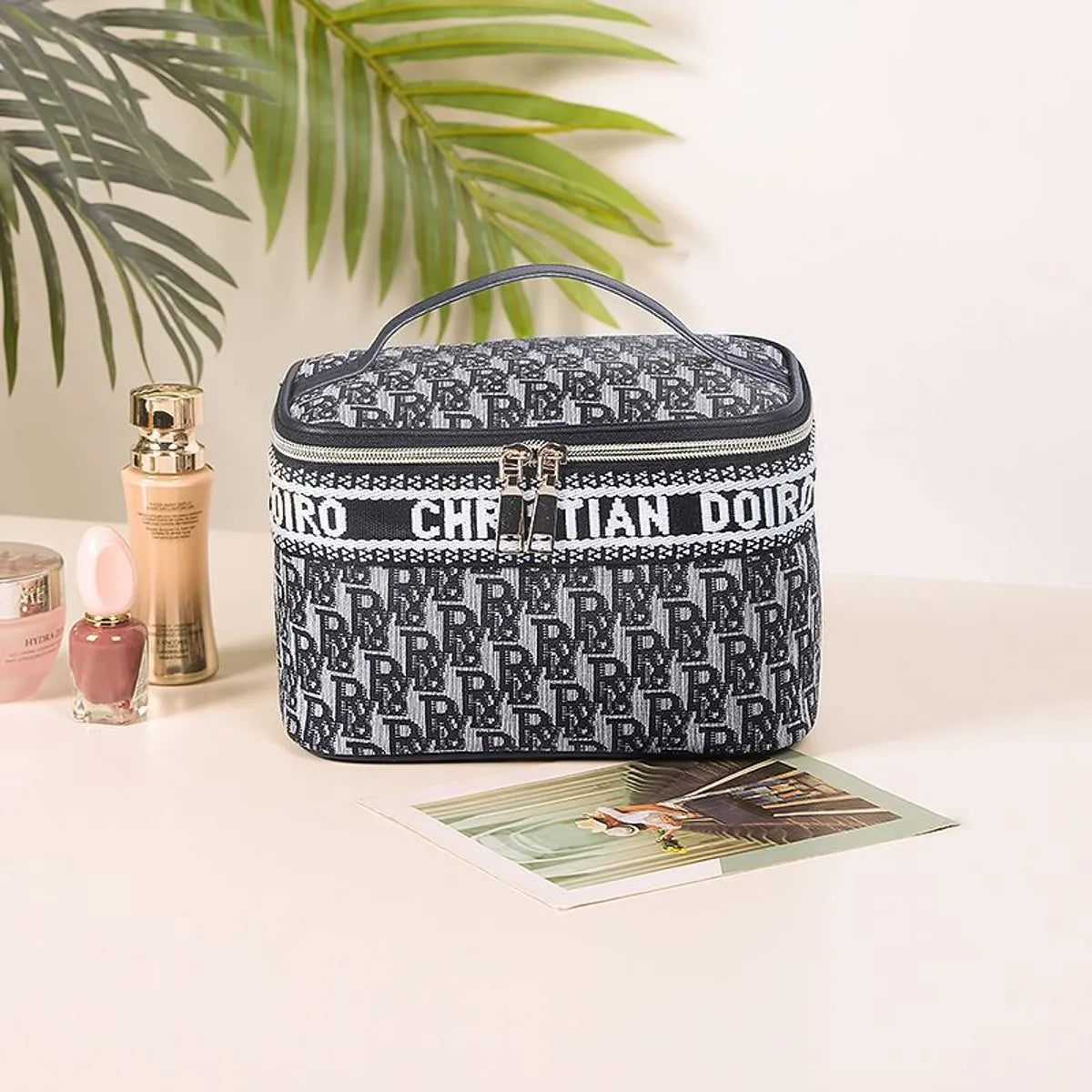 Vintage Style Letter Pu Leather Square Makeup Bags