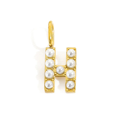 1 Piece Stainless Steel Imitation Pearl Artificial Pearls 14K Gold Plated Letter