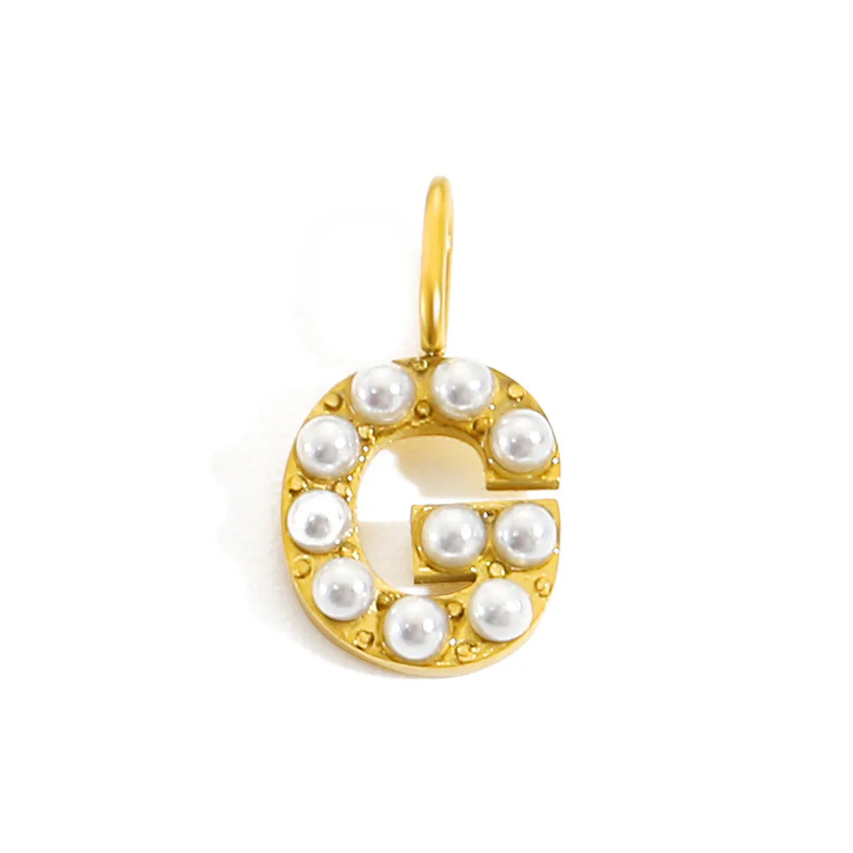 1 Piece Stainless Steel Imitation Pearl Artificial Pearls 14K Gold Plated Letter