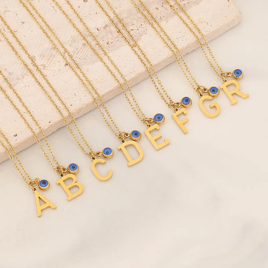 Vintage Style Letter Stainless Steel Plating Pendant Necklace