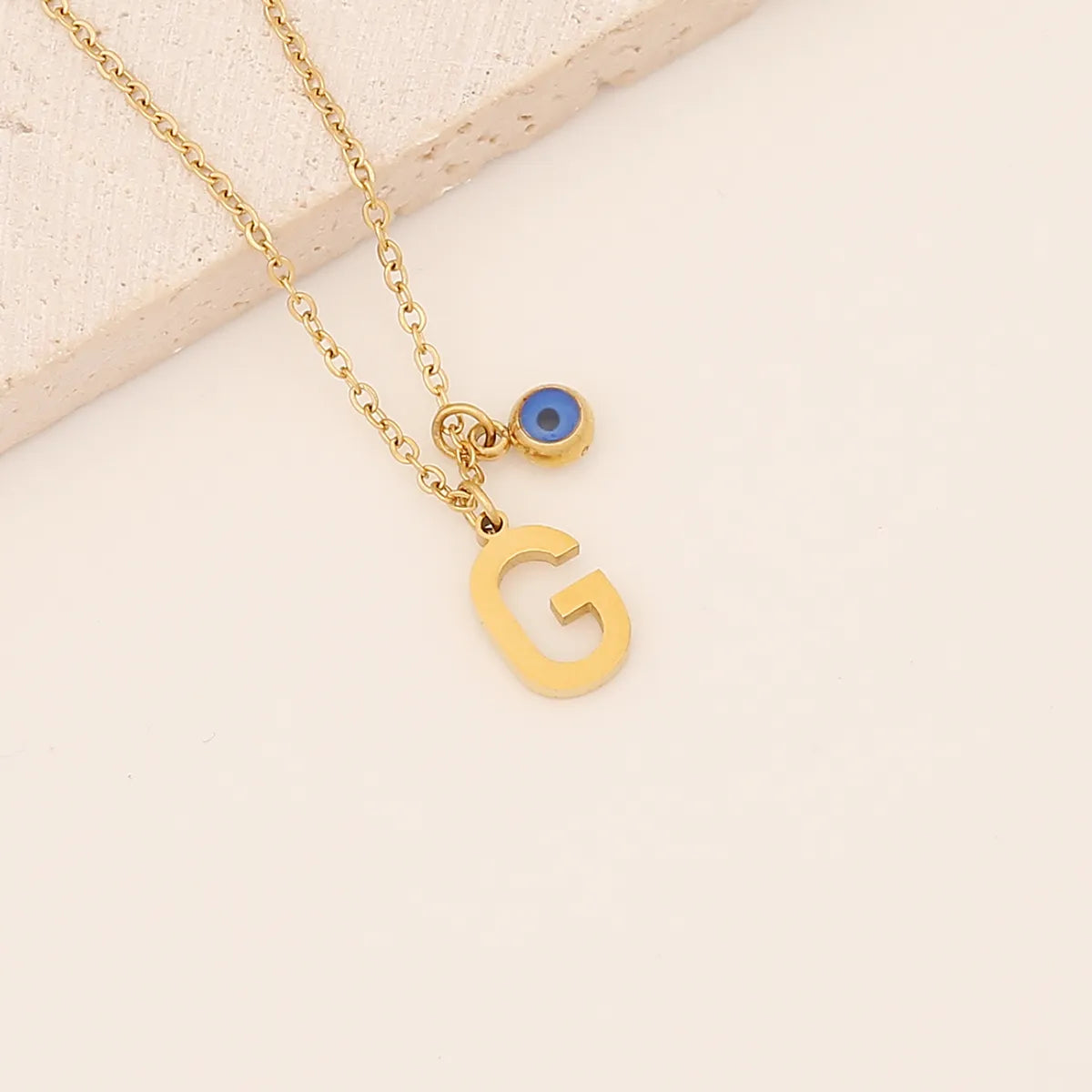 Vintage Style Letter Stainless Steel Plating Pendant Necklace