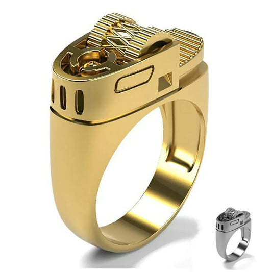 Vintage Style Lighter Solid Color Alloy Plating 14k Gold Plated Men'S Rings