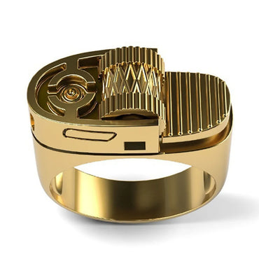 Vintage Style Lighter Solid Color Alloy Plating 14k Gold Plated Men'S Rings