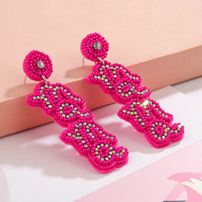 1 Pair Vintage Style Mama Letter Braid Nylon Drop Earrings