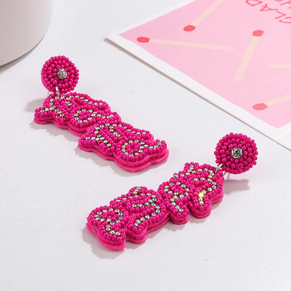 1 Pair Vintage Style Mama Letter Braid Nylon Drop Earrings