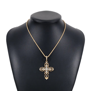 Vintage Style Modern Style Cross Alloy Inlay Zircon Women's Earrings Necklace