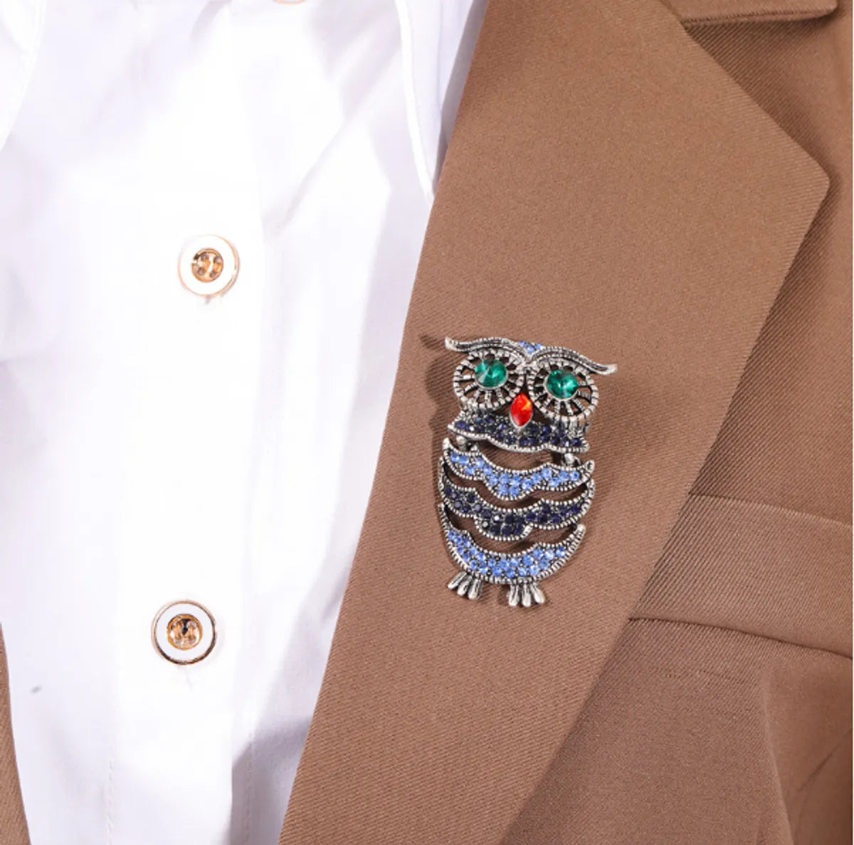 Vintage Style Owl Alloy Inlay Rhinestones Women'S Brooches 1 Piece