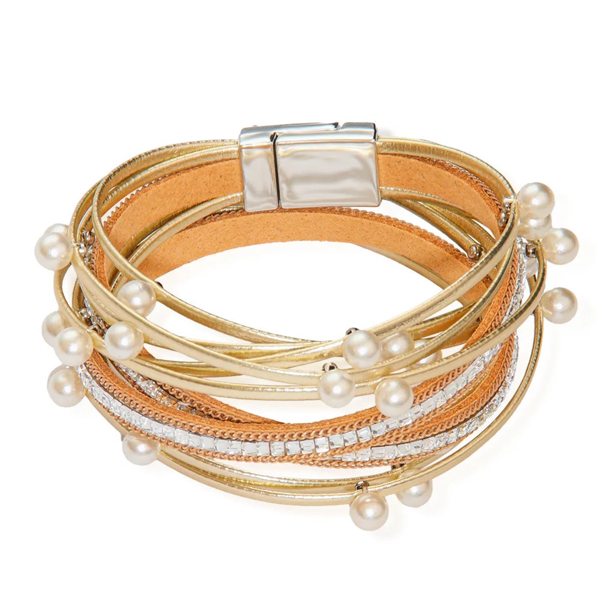 Vintage Style Pearl Pu Leather Alloy Women's Bracelets