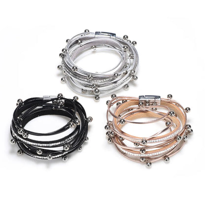 Vintage Style Pearl Pu Leather Alloy Women's Bracelets