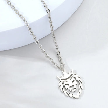 Vintage Style Punk Simple Style Lion Stainless Steel Titanium Steel Plating Men'S Pendant Necklace