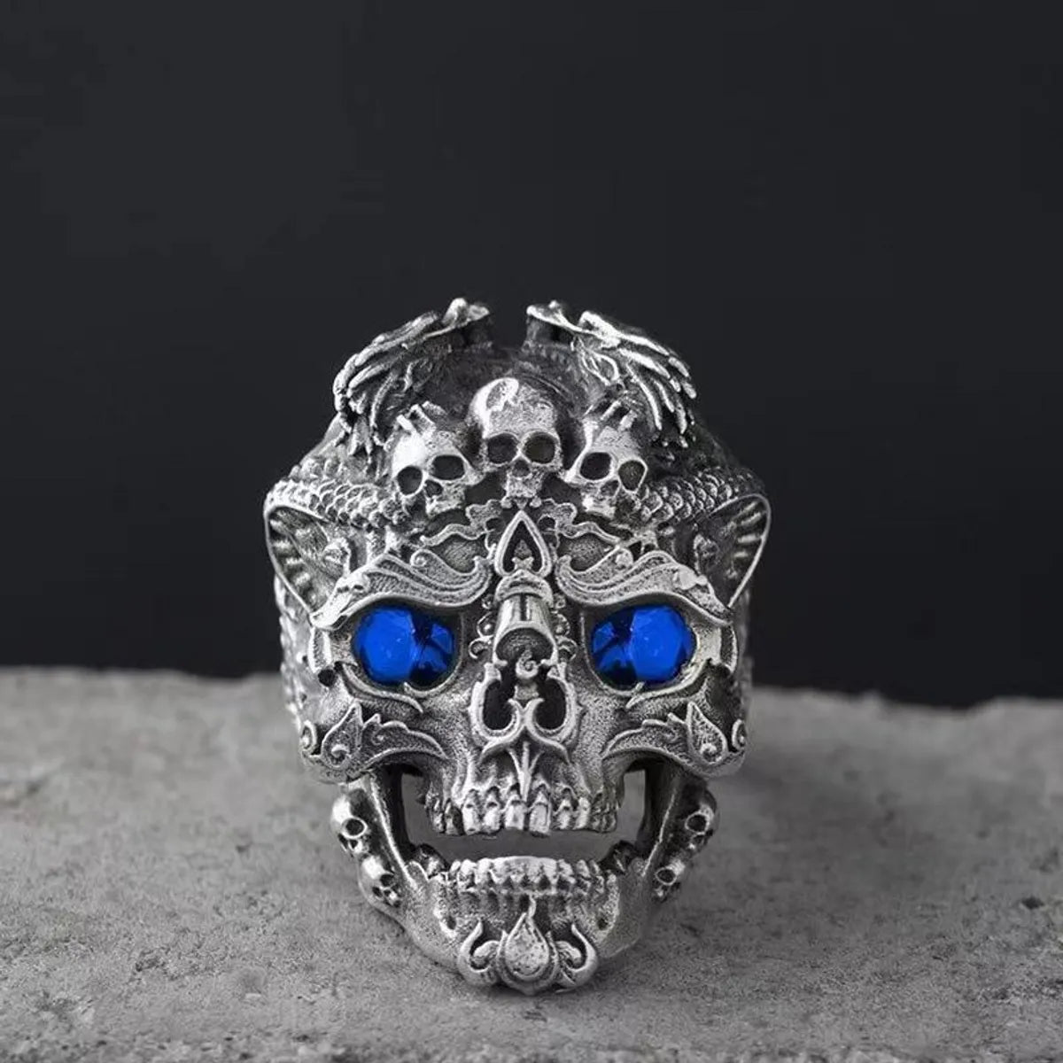 Vintage Style Punk Streetwear Skull Alloy Men'S Open Rings