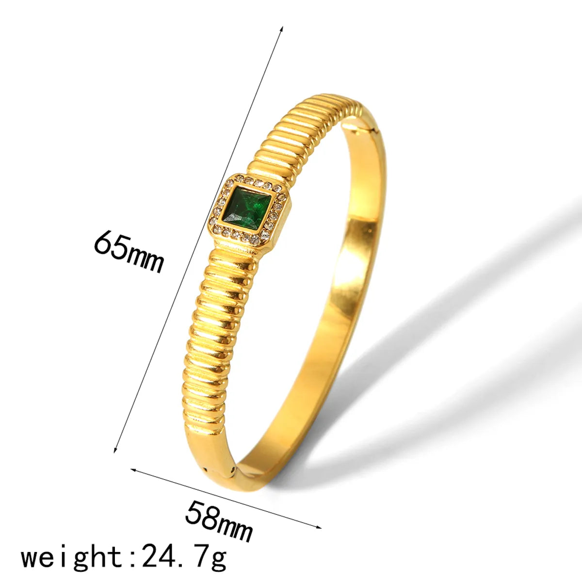 Vintage Style Roman Style Geometric 304 Stainless Steel 18K Gold Plated Zircon Bangle In Bulk