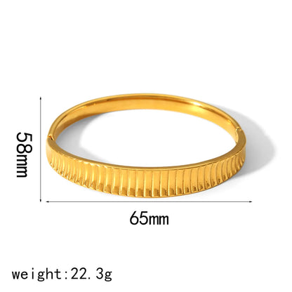 Vintage Style Roman Style Geometric 304 Stainless Steel 18K Gold Plated Zircon Bangle In Bulk