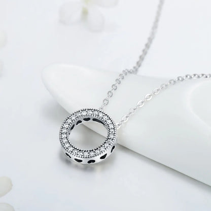 Vintage Style Romantic Letter Heart Shape Sterling Silver Plating Hollow Out Inlay Zircon Thai Silver Pendant Necklace