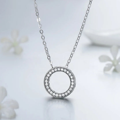 Vintage Style Romantic Letter Heart Shape Sterling Silver Plating Hollow Out Inlay Zircon Thai Silver Pendant Necklace