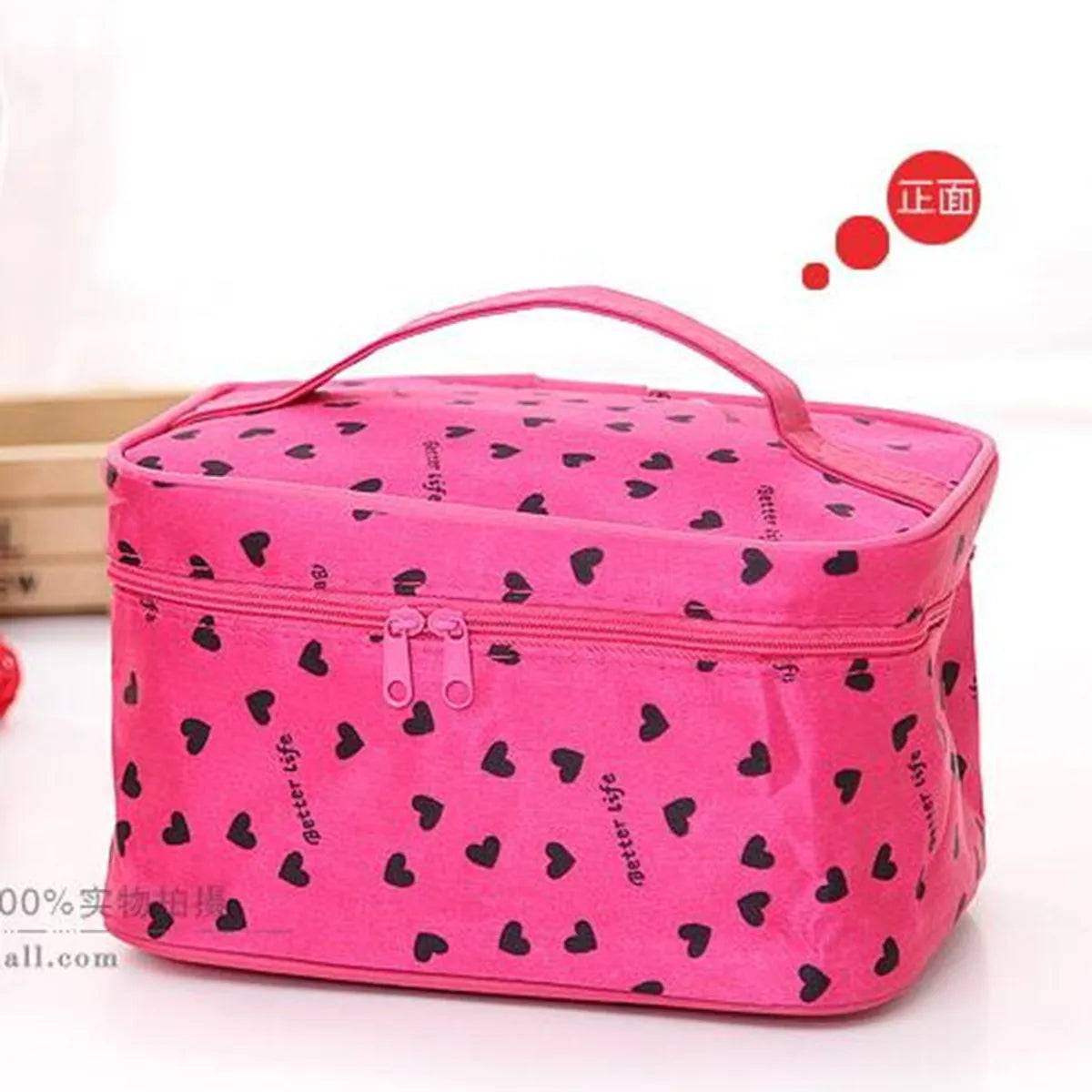 Vintage Style Round Dots Polyester Sewing Thread Square Makeup Bags