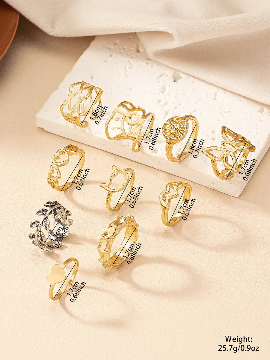 Vintage Style Round Leaves Heart Shape Alloy Women's Open Rings