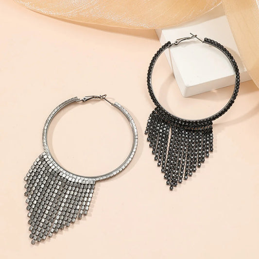 Vintage Style Round Tassel Alloy Inlay Rhinestones Zircon Women's Drop Earrings