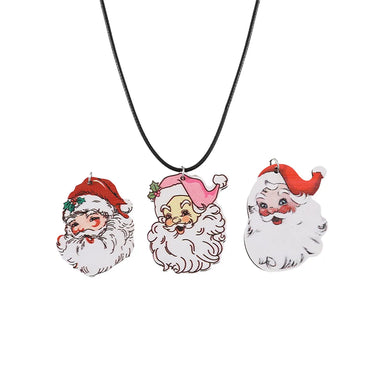 Vintage Style Santa Claus Wood Christmas Women's Necklace