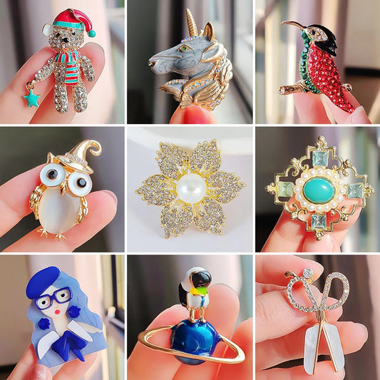 Vintage Style Shiny Geometric Animal Cartoon Character Alloy Inlay Gem Rhinestones Unisex Brooches