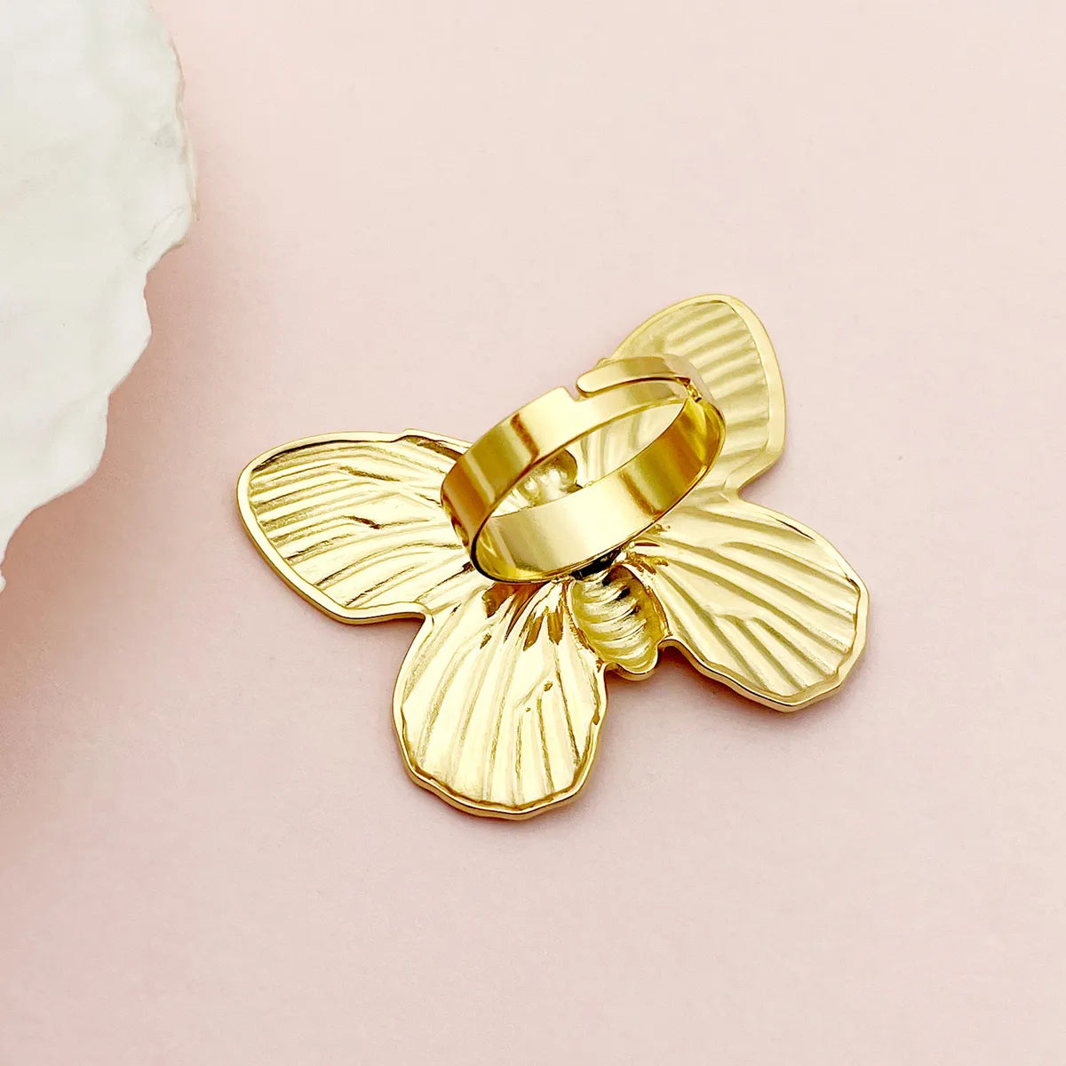 304 Stainless Steel 14K Gold Plated Vintage Style Simple Style Plating Butterfly Open Rings