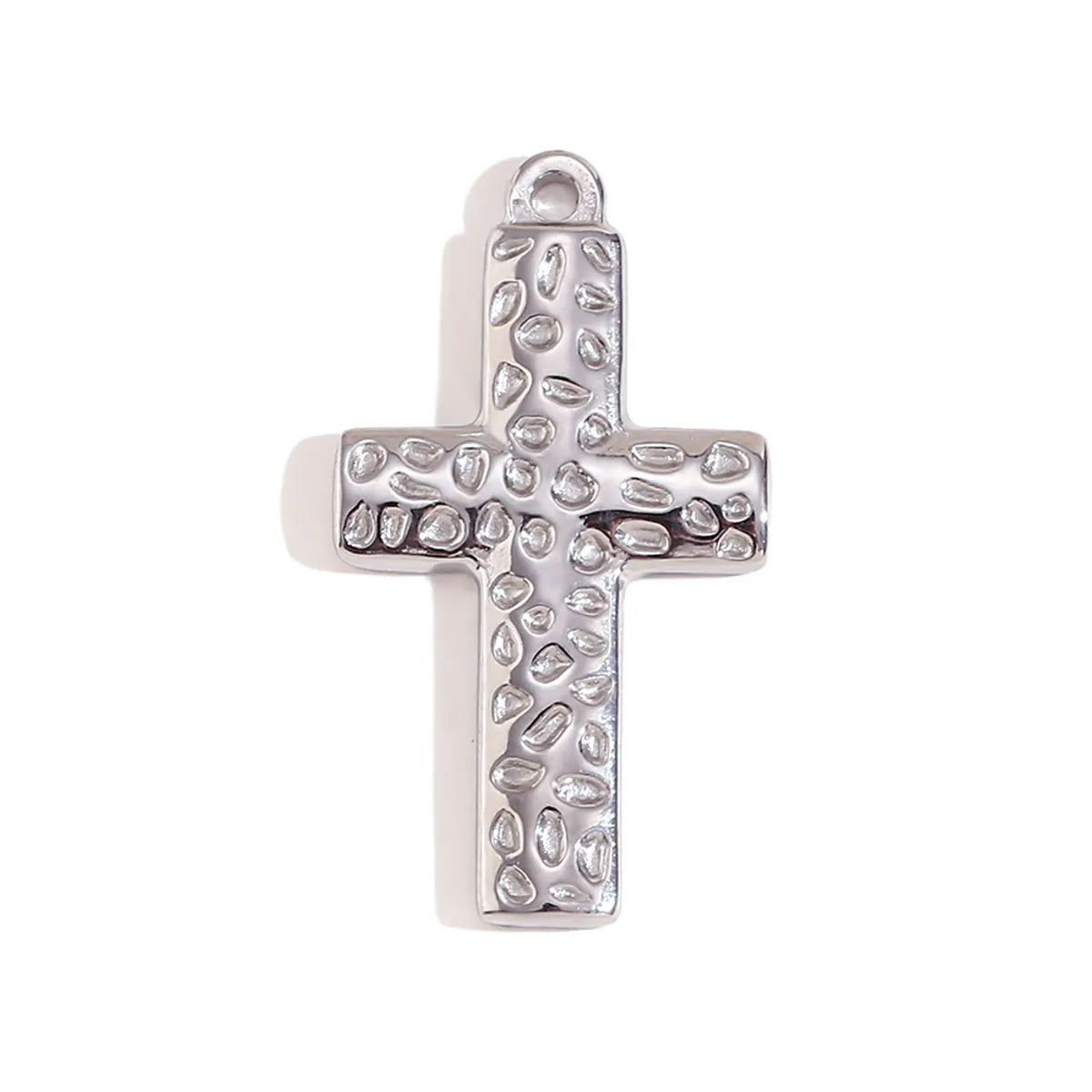 1 Piece 304 Stainless Steel 18K Gold Plated Cross Heart Shape Sandblasted Polished Pendant