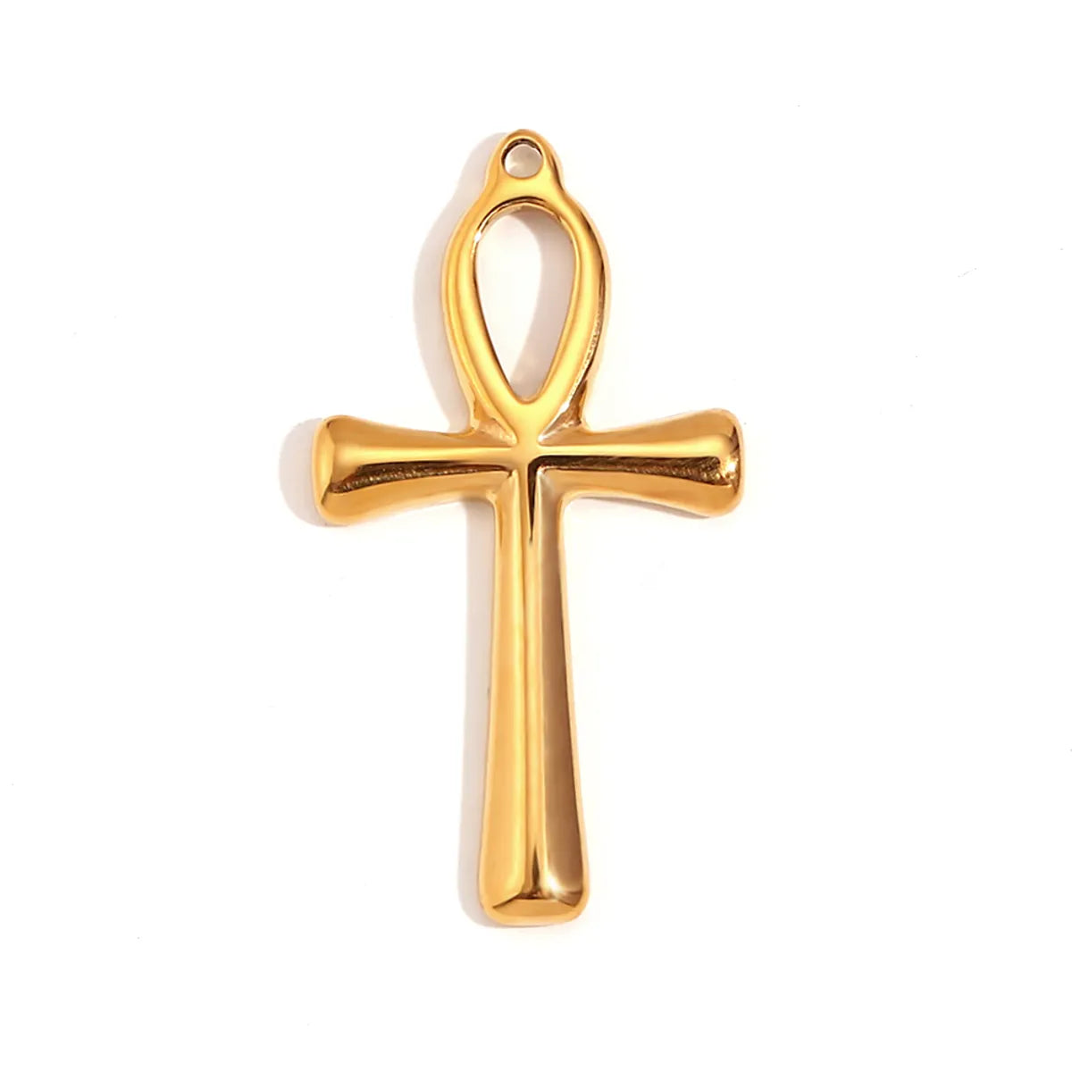 1 Piece 304 Stainless Steel 18K Gold Plated Cross Heart Shape Sandblasted Polished Pendant