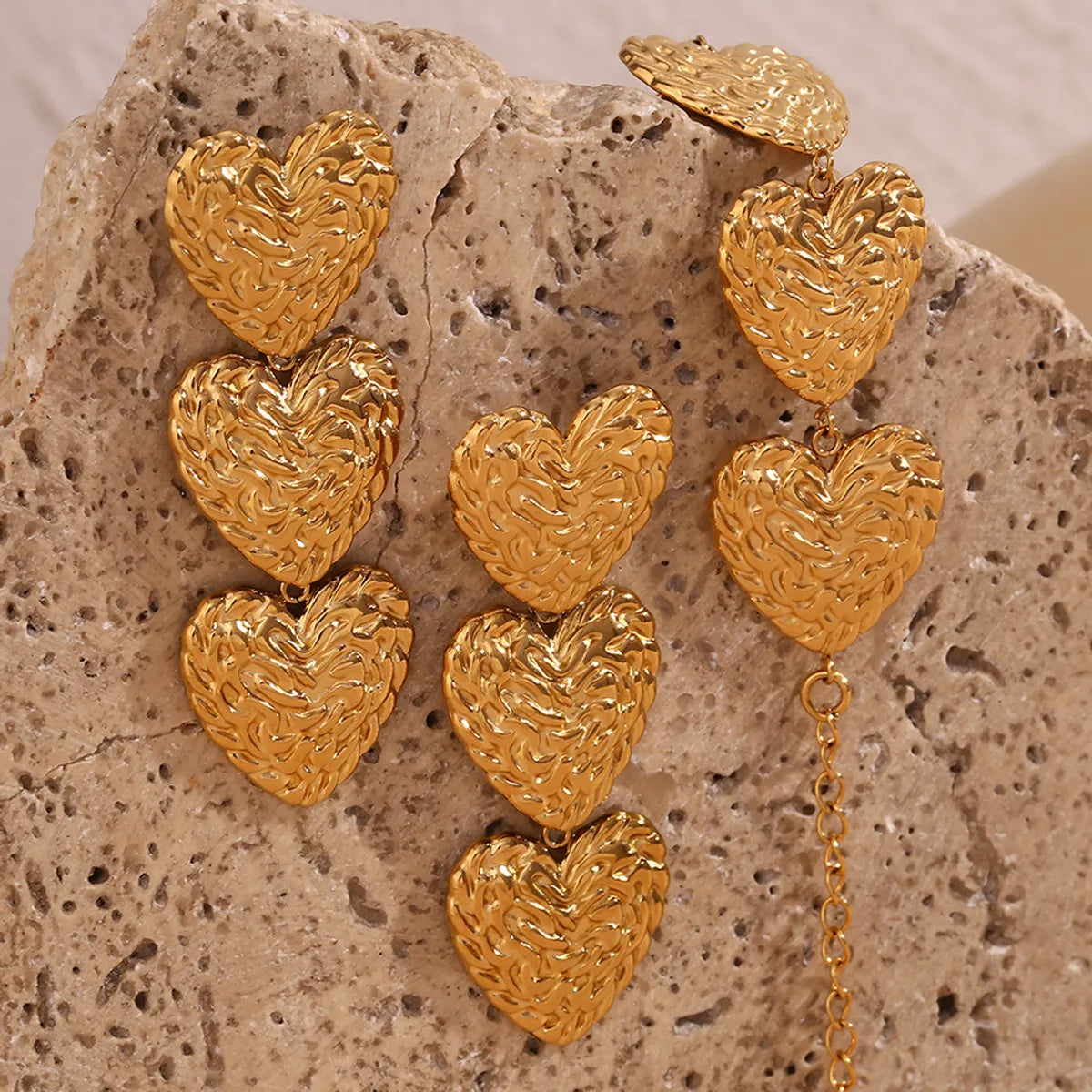 Vintage Style Simple Style Classic Style Heart Shape Stainless Steel Plating 18k Gold Plated Bracelets Earrings